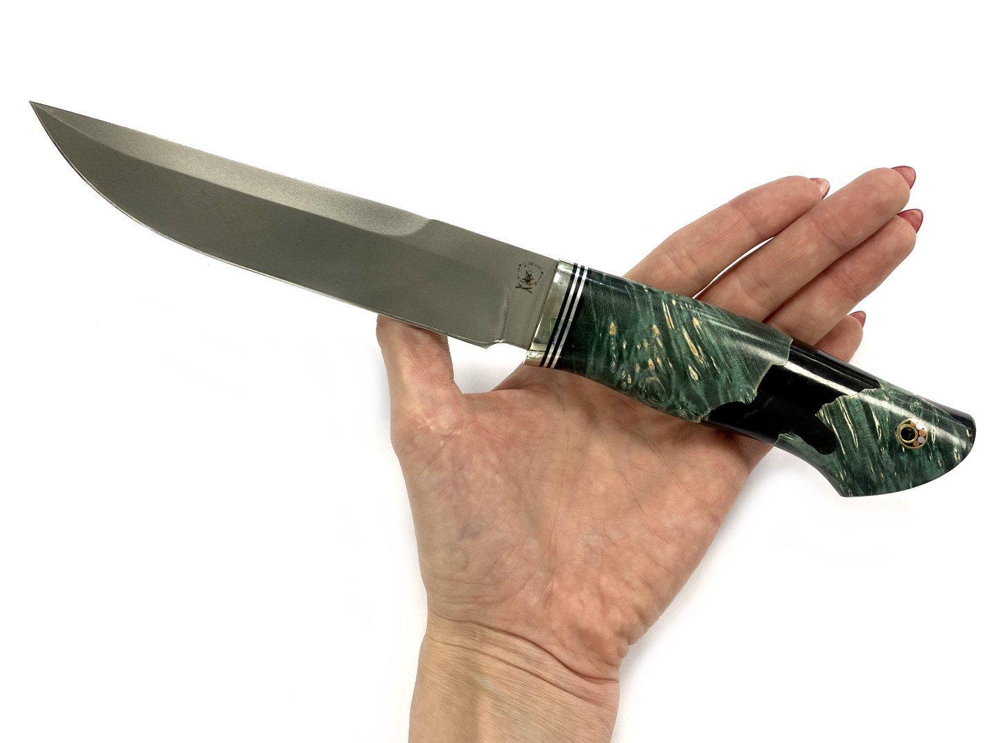 Нож Русский Молот Джокер, Х12МФ, карельская берёза, цвет изумрудный