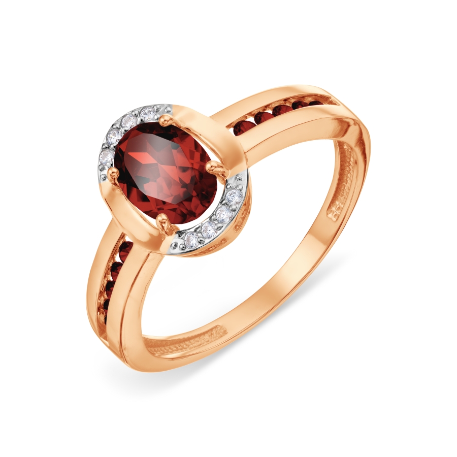 

Кольцо из красного золота с гранатом р. 17 Яхонт Ювелирный 208236, 208236