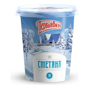 

Сметана Первый вкус 15% БЗМЖ 500 г