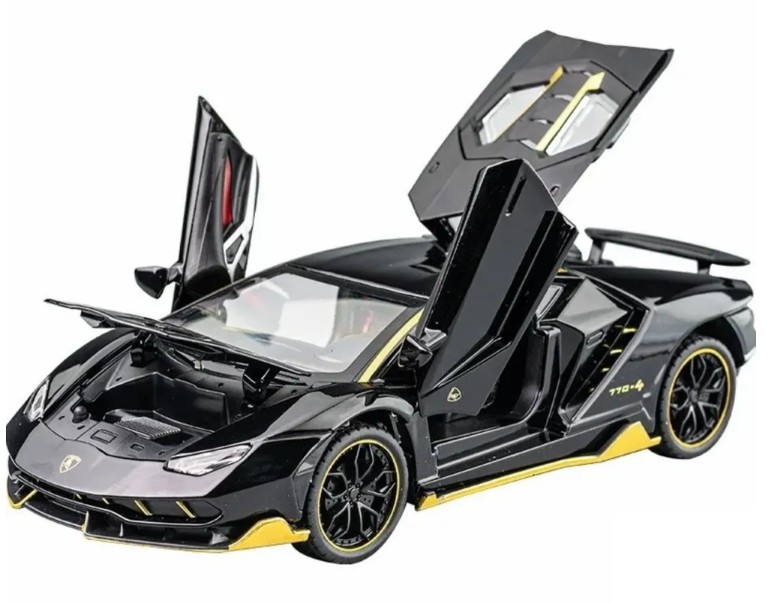 Машинка Panawealth Lamborghini Aventador чёрно-золотая в коробке 1:24