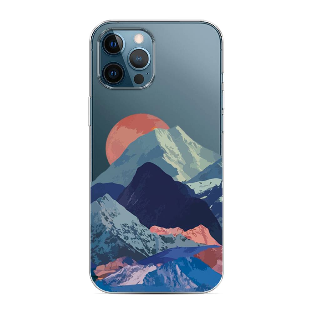 

Чехол на Apple iPhone 12 Pro Max "Закат в снежных горах", Бордовый;серый;голубой, 12750-2