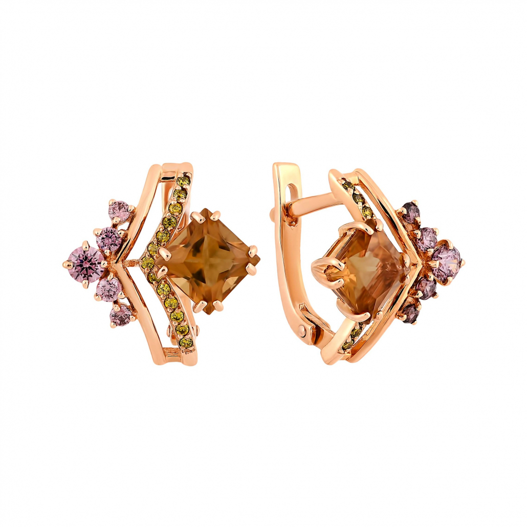 

Серьги из красного золота с ситаллом Золото Дисконт 200-1192, 200-1192