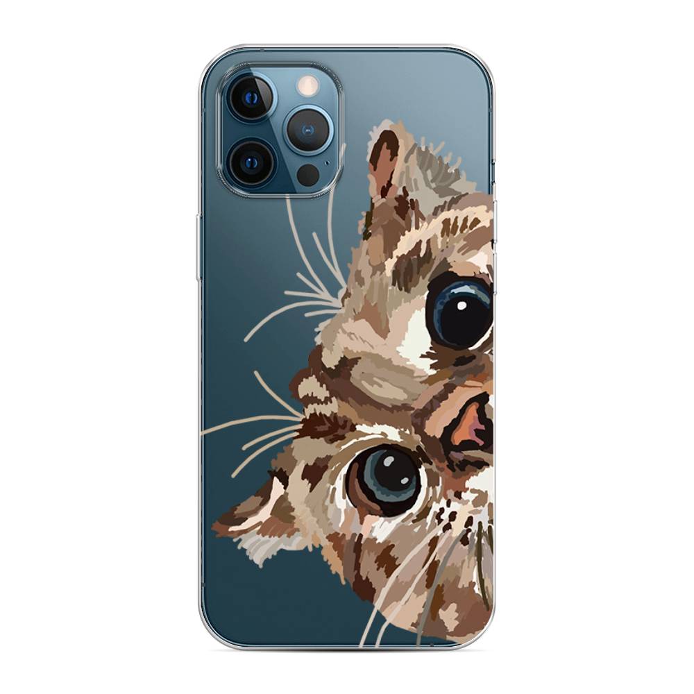 

Чехол на Apple iPhone 12 Pro Max "Любопытный кот", Коричневый;синий;черный, 12750-1