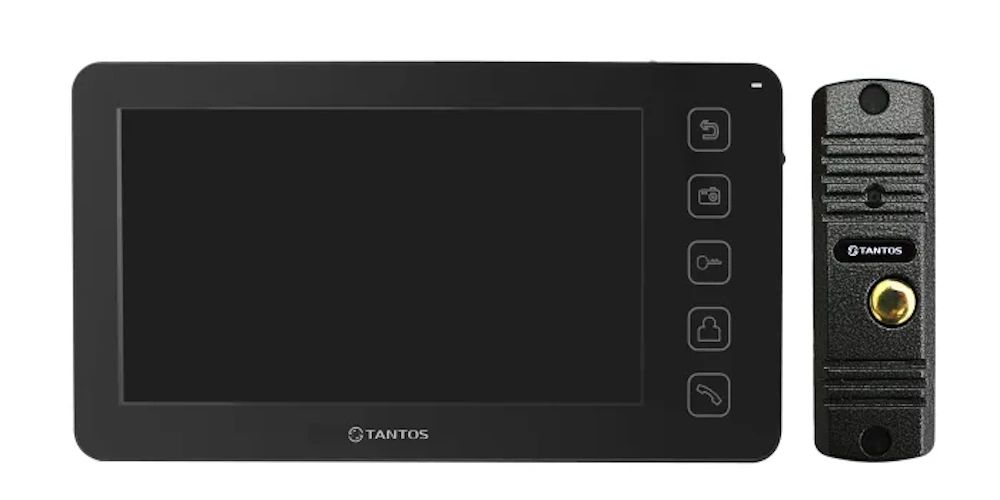 Комплект видеодомофона Tantos Prime (черный) и Walle+ (серебро)