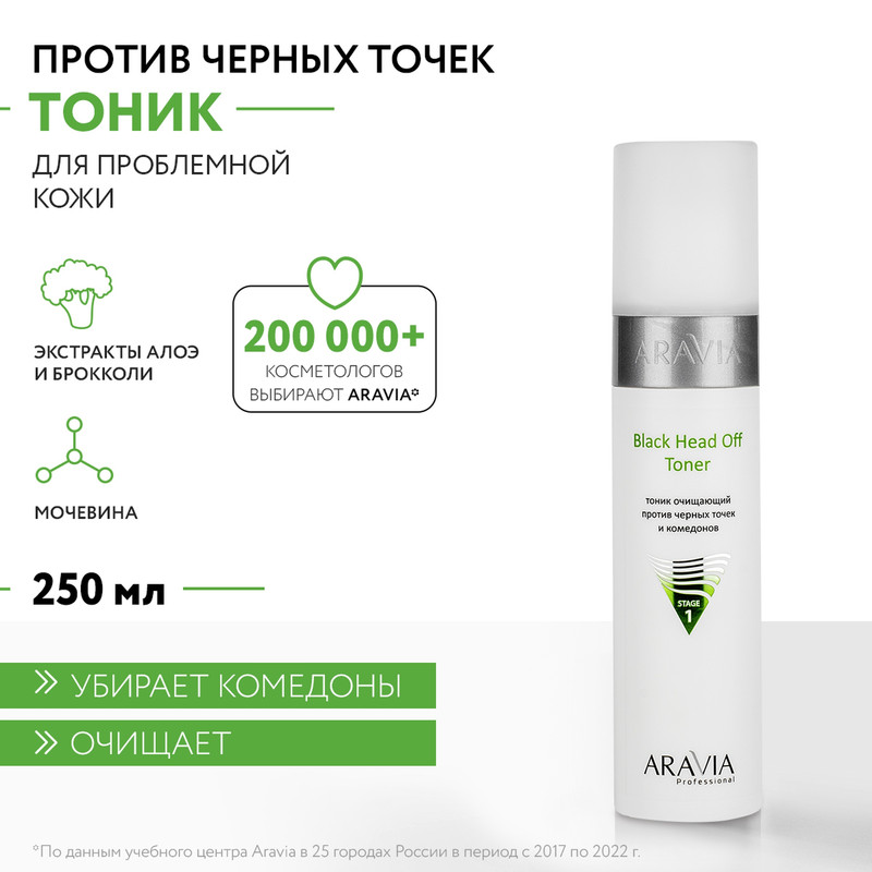 Тоник очищающий против черных точек и комедонов Aravia Professional Black Head Off 250 мл