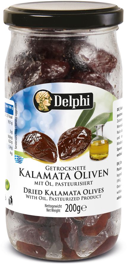 

Оливки DELPHI Каламата с косточкой сушеные 200г