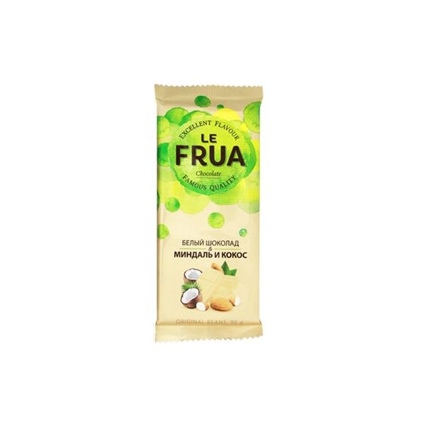 

Шоколад Le frua белый с миндалем и кокосовой стружкой 90 г