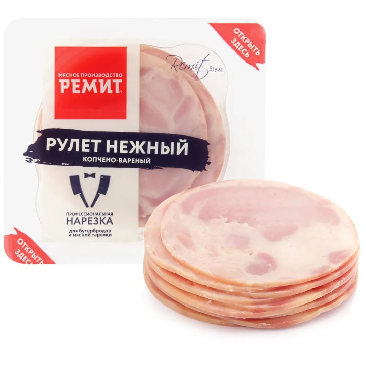 

Рулет варено-копченый Ремит По-деревенски нарезка 90 г