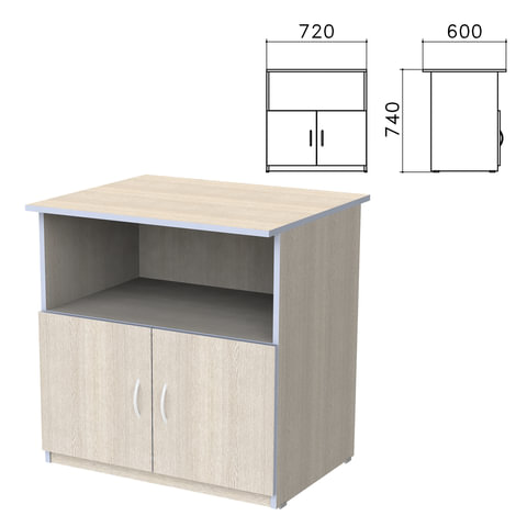 

Тумба для оргтехники Бюджет, 720х600х740 мм, 2 двери, дуб шамони светлый, 402658-430