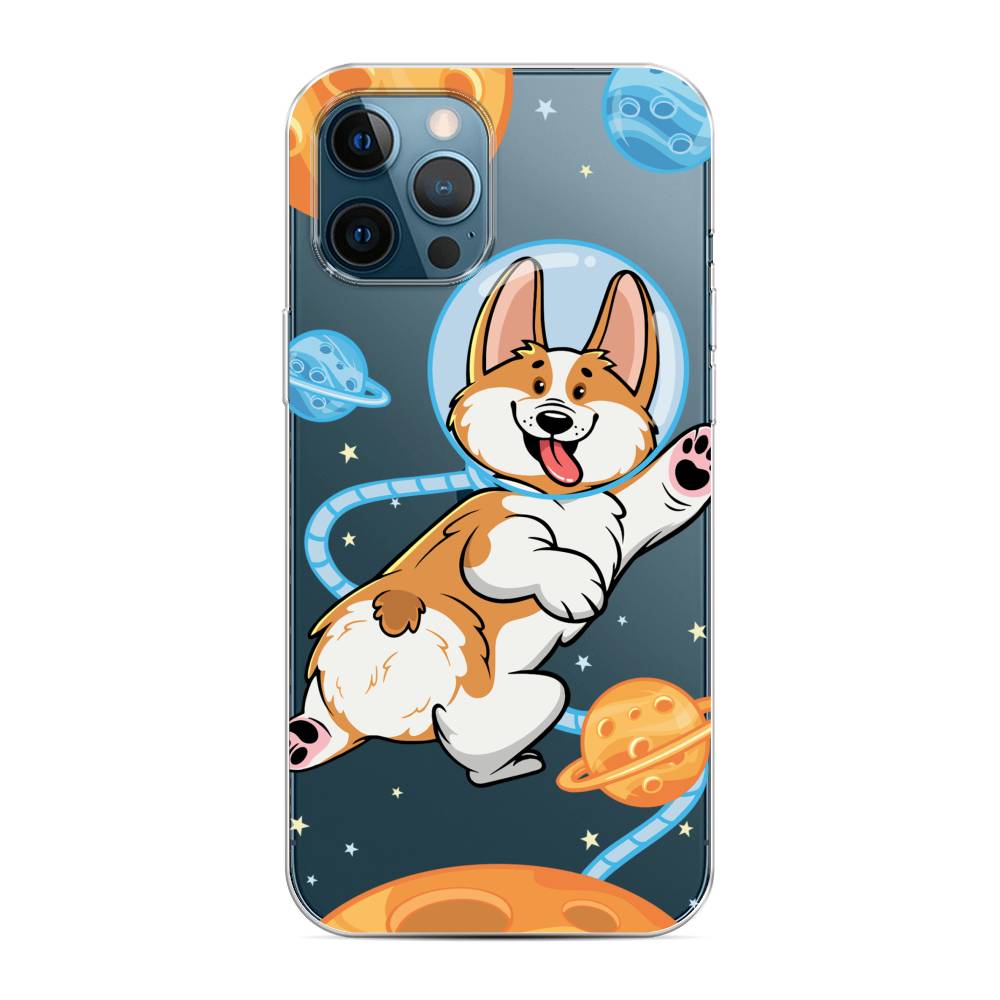 

Чехол на Apple iPhone 12 Pro Max Корги-космонавт, Голубой;бежевый;белый, 12750-1