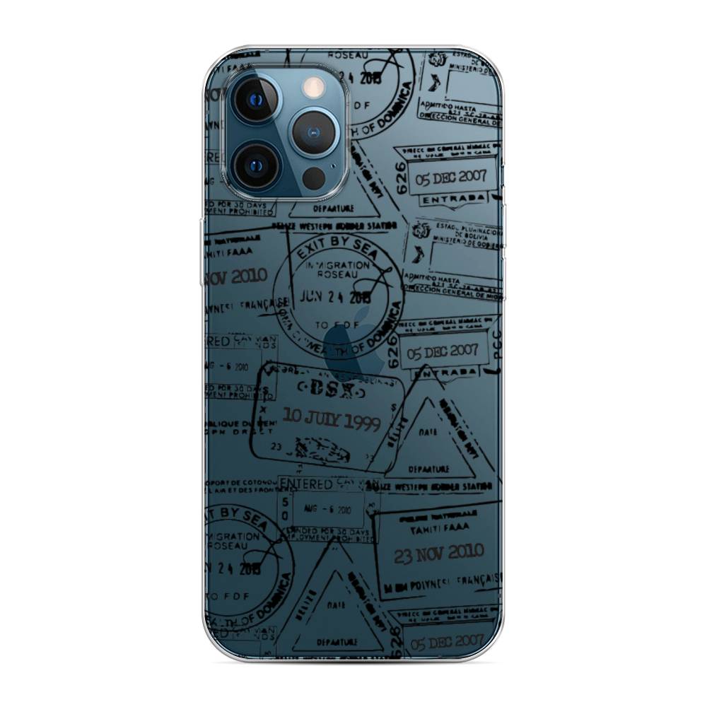 

Чехол на Apple iPhone 12 Pro Max Visa stamps 2, Белый;черный;серый, 12750-2