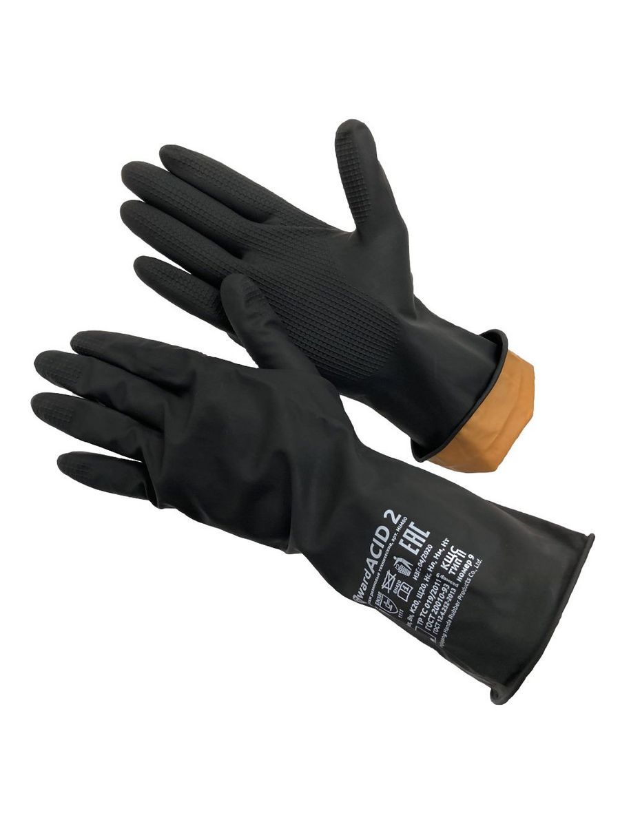 Перчатки защитные резиновые, Gward, КЩС тип 2+ACID 2, размер 9 L, 12 пар резиновые бытовые перчатки союзспецодежда