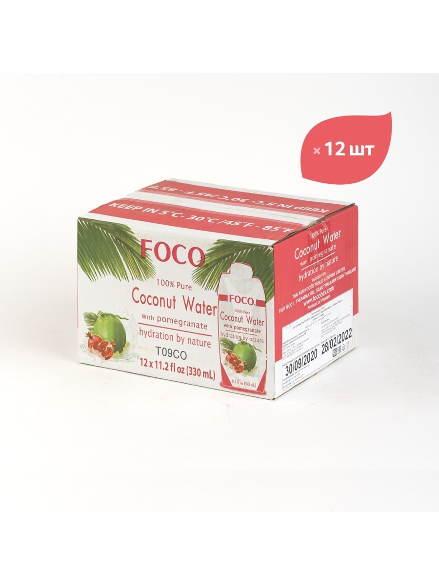 

Кокосовая вода с соком граната FOCO 330 мл Tetra Pak, шт*12шт, Кокосовая вода с гранатом 330 мл *12