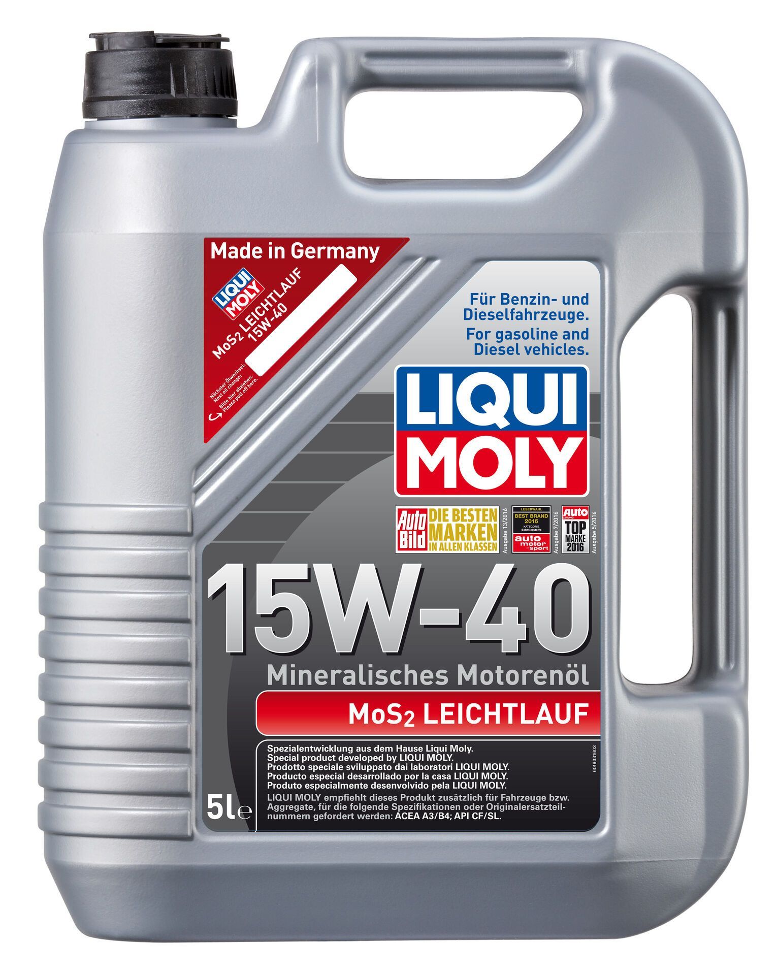 Моторное масло LIQUI MOLY MoS2 Leichtlauf 15W40 5л