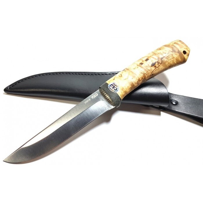 фото Нож златоуст лиса, сталь 95х18, карельская береза