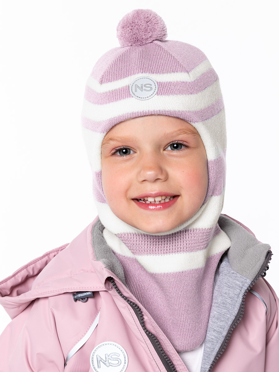 

Балаклава детская NIKASTYLE 10м10024, сухая роза/молочный, 48, Белый, 10м10024