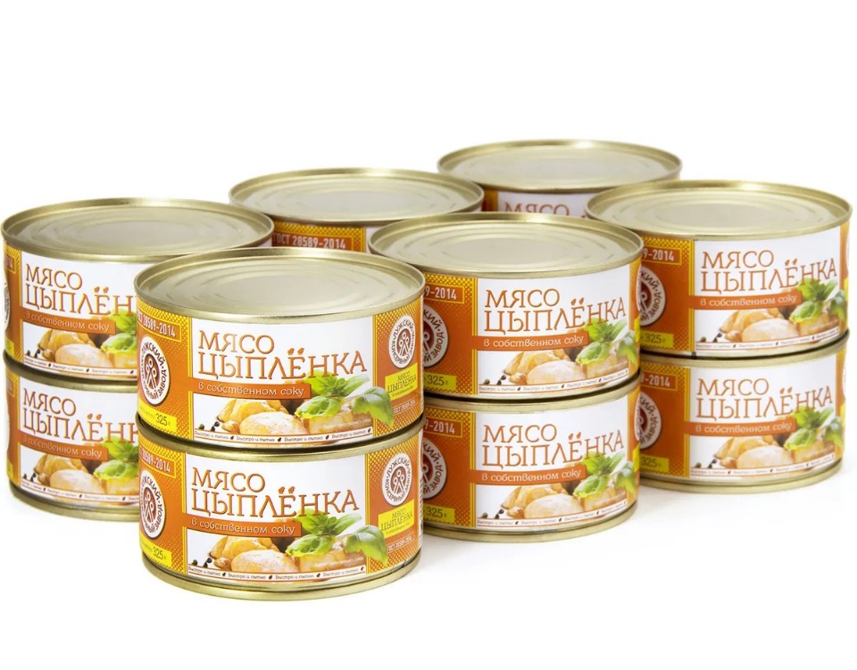 

Мясо цыпленка в собственном соку ГОСТ, 12 шт х 325 г