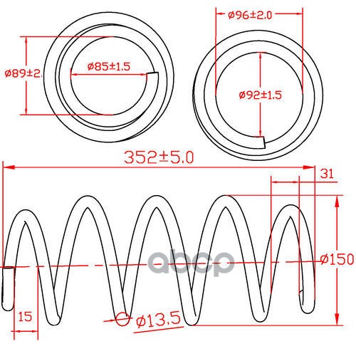 Пружина Подвески Передней Skoda Octavia, Yeti, Vw Golf Plus, Vw Touran, L352-D150-T15 Zikm