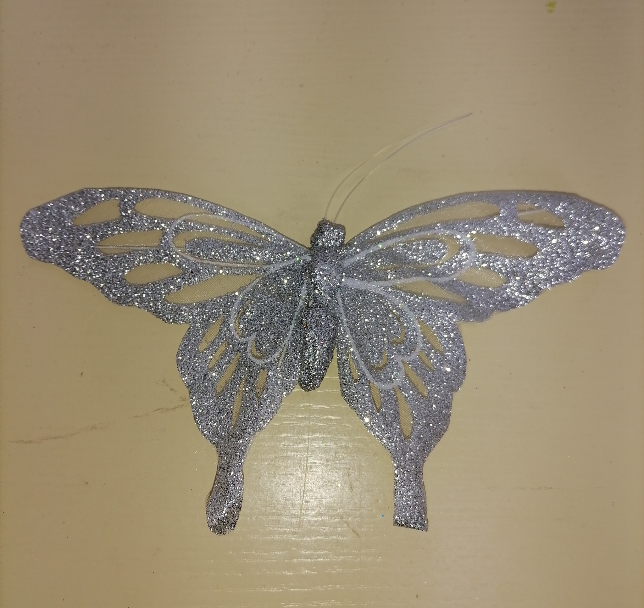 фото Елочная игрушка на клипе "бабочка" 17,5 см. серебро marko ferenzo