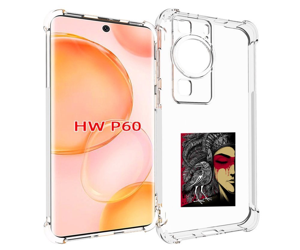 

Чехол MyPads девушка с вороном в абстракции для Huawei P60, Tocco