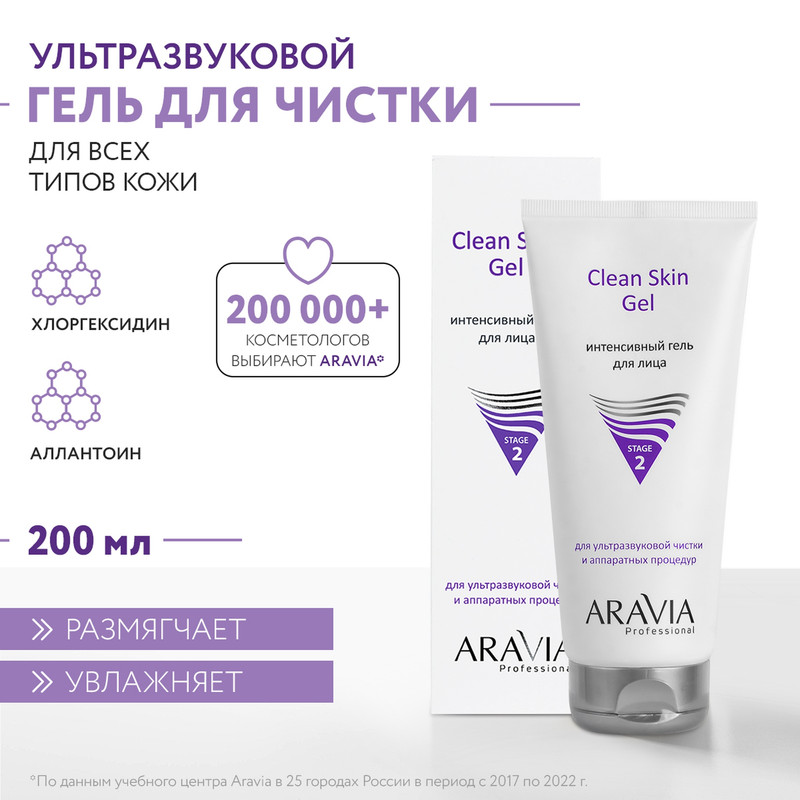 Гель для ультразвуковой чистки лица Aravia Professional Clean Skin Gel 200 мл 981₽