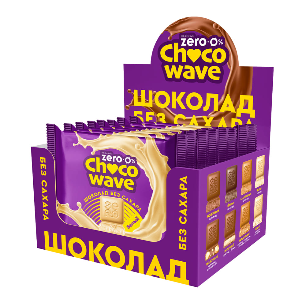 Шоколад MR. DJEMIUS Zero ChocoWave без сахара Белый, 8 шт по 60 г