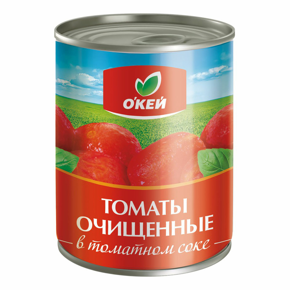 Помидоры О'кей очищенные в томатном соке 400 г