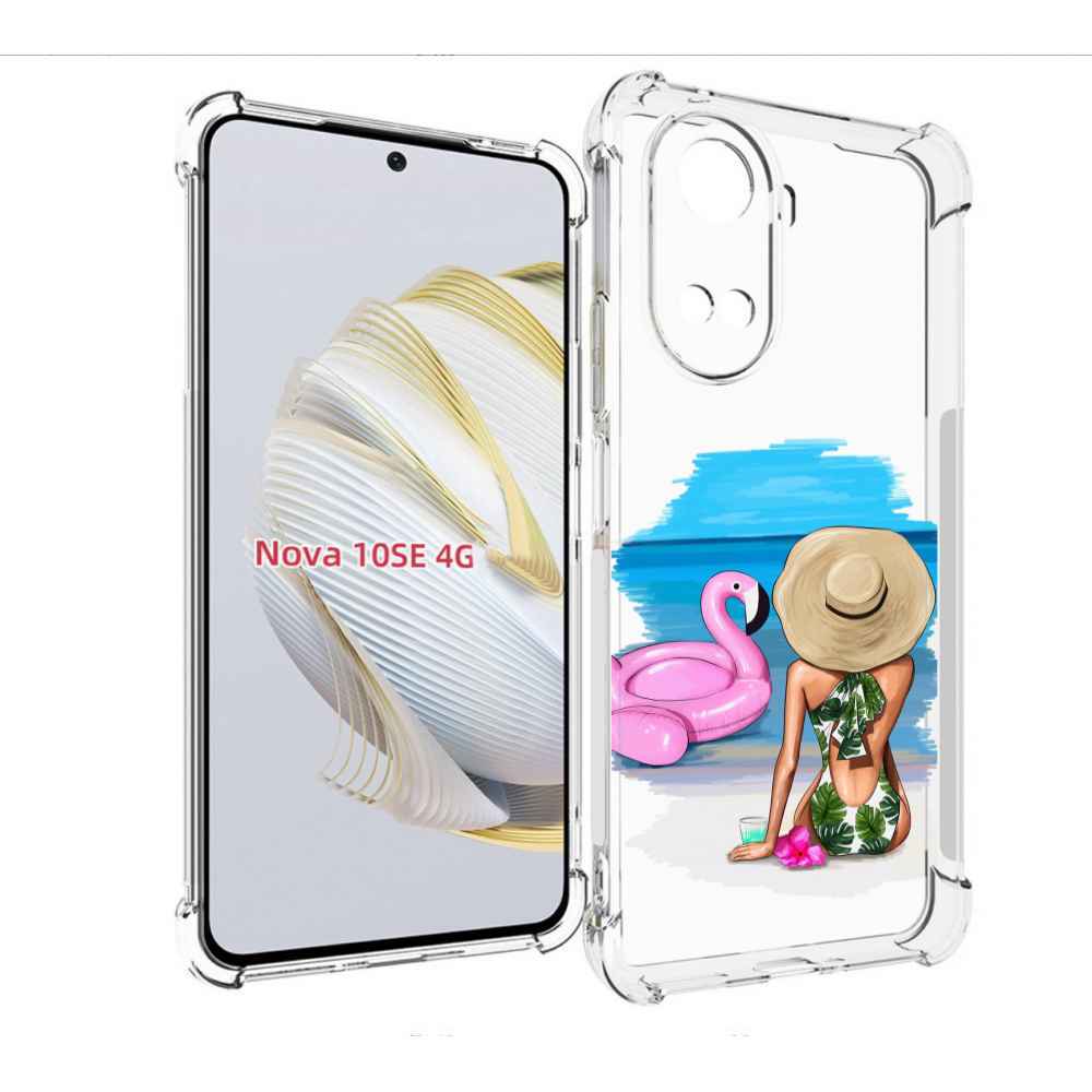 

Чехол MyPads Девушка-и-фламинго женский для Huawei Nova 10 SE, Прозрачный, Tocco