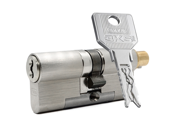 

Цилиндр EVVA 3KS ключ-вертушка (размер 36х46 мм) - Никель (5 ключей), Серебристый