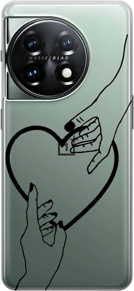 

Силиконовый чехол на OnePlus 11 с 3D принтом "Hands" прозрачный, Прозрачный;черный, 159476