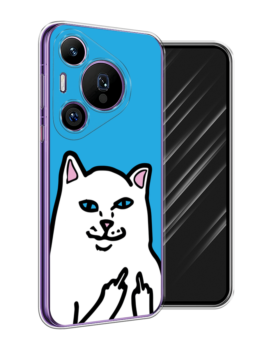 

Чехол Awog на Huawei Pura 70 Pro/70 Pro Plus "Кот жесть", Белый;голубой;черный, 6124150-1