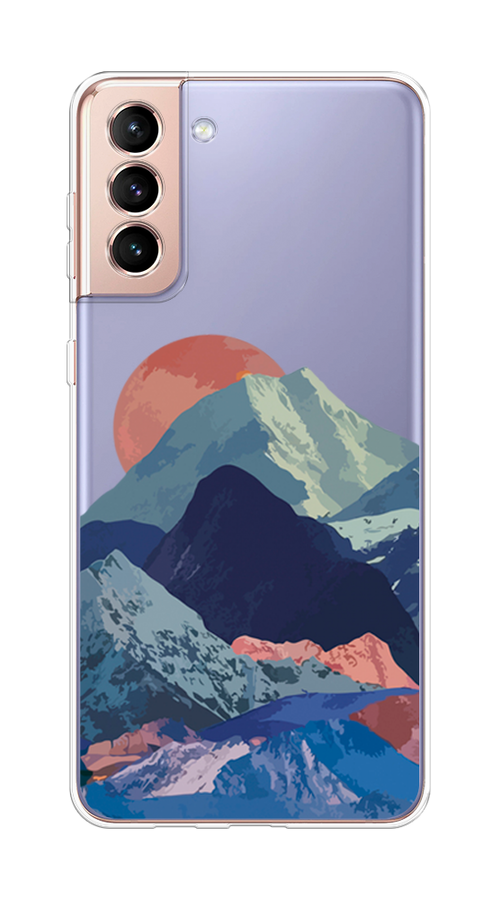 

Чехол на Samsung Galaxy S21 Plus "Закат в снежных горах", Бордовый;серый;голубой, 2102150-2
