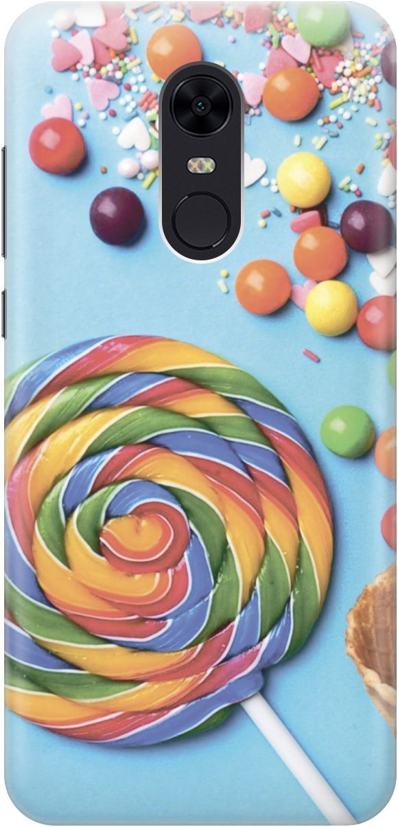

Силиконовый чехол на Xiaomi Redmi 5 Plus "Разноцветный леденец", Голубой;желтый, 3554