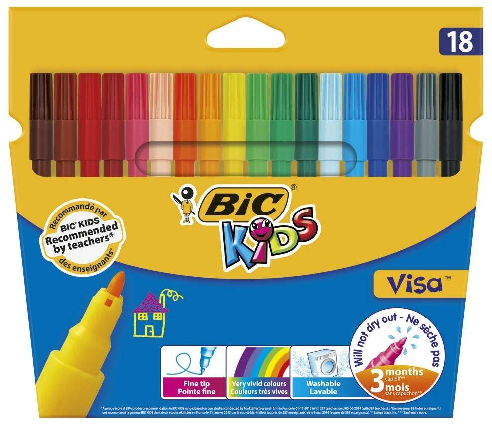 Фломастеры Bic Kids Visa 18 цветов