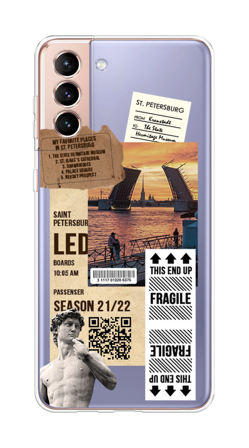 

Чехол на Samsung Galaxy S21 Plus Санкт-Петербург коллаж, Коричневый;бежевый;белый, 2102150-6