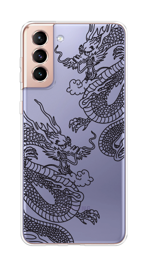 

Чехол на Samsung Galaxy S21 Plus "Два китайских дракона", Серый;черный, 2102150-1