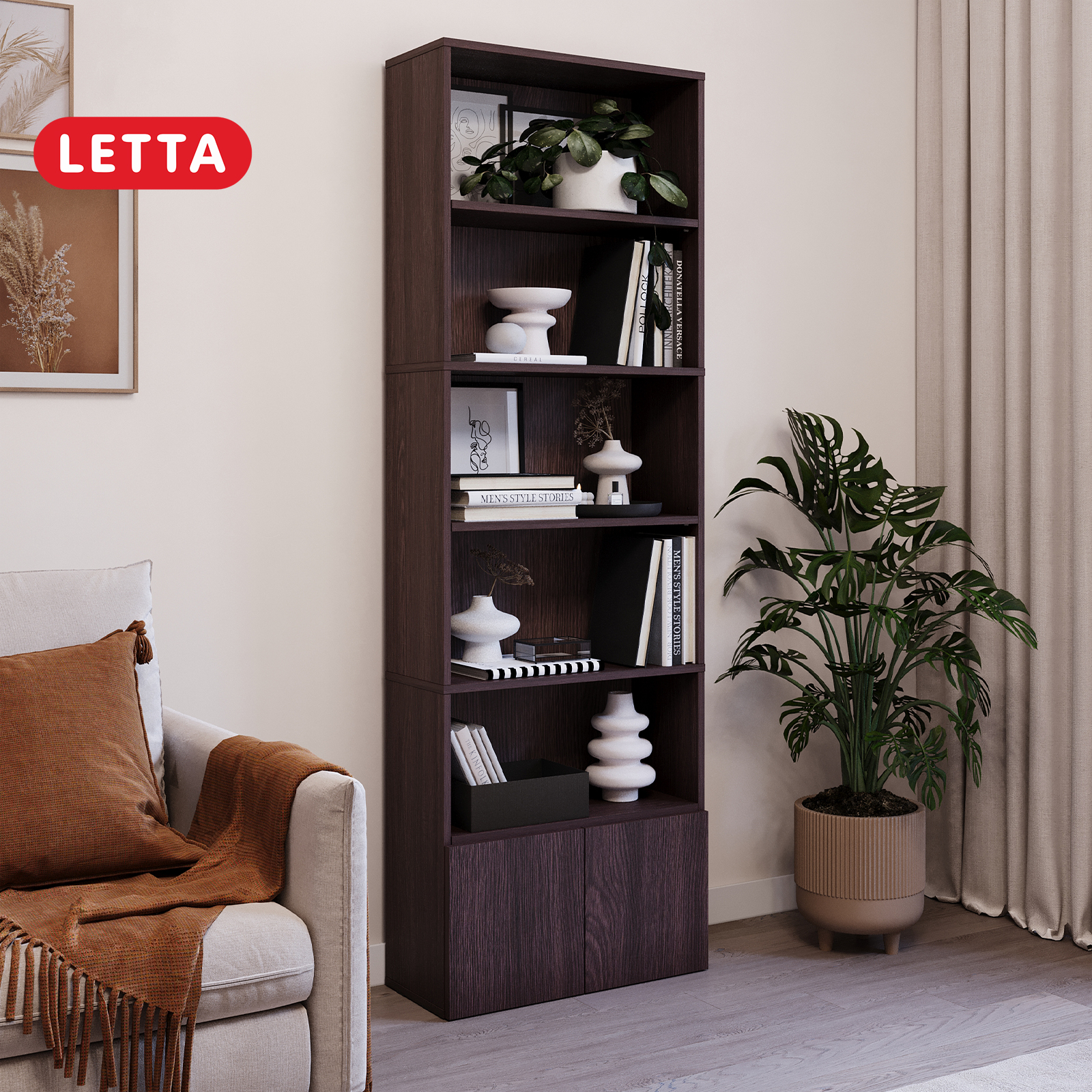 

Стеллаж Letta Hardy Лайт 2 с дверками, Венге, Коричневый, Hardy Лайт 2