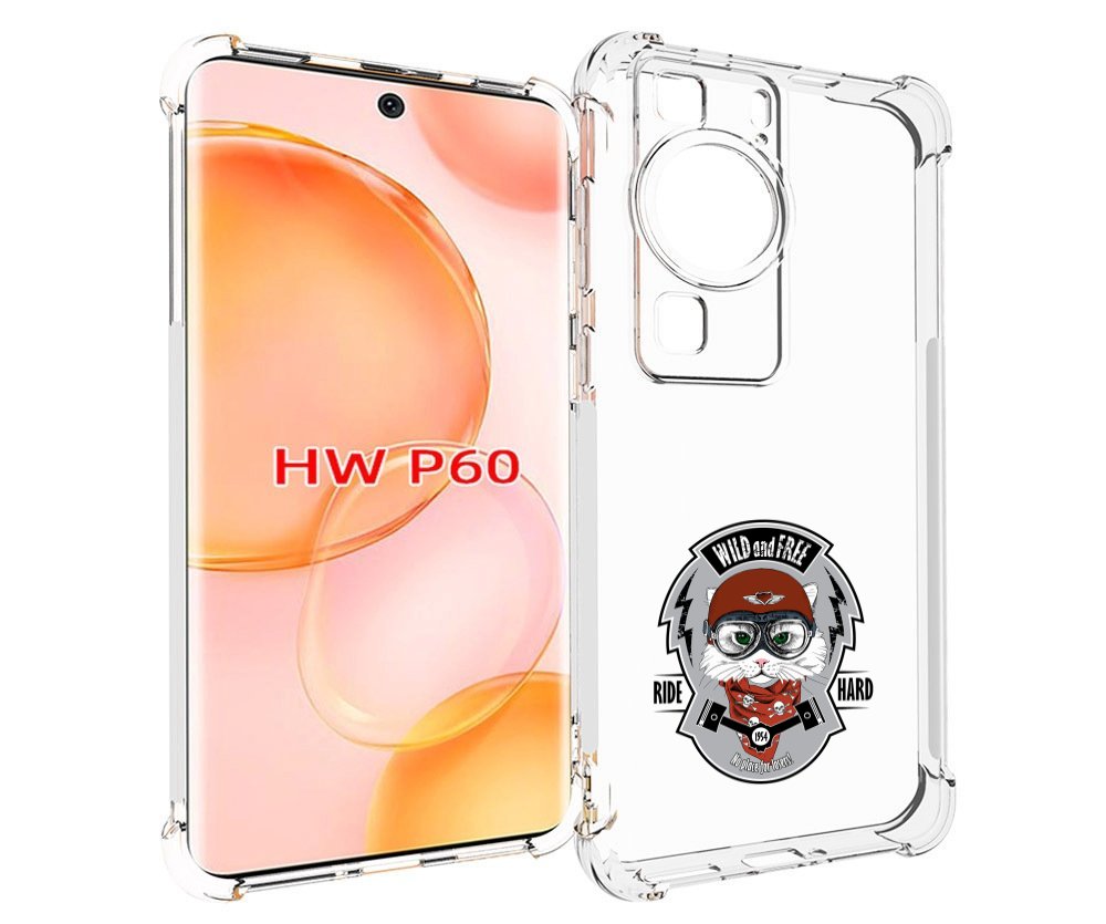 Чехол MyPads кошка в шлеме для Huawei P60