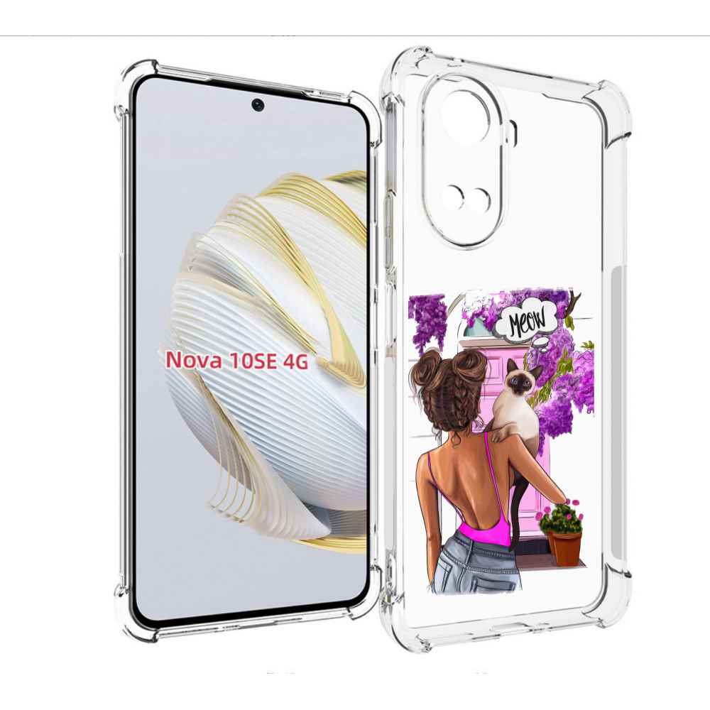 

Чехол MyPads Девушка-с-котиком женский для Huawei Nova 10 SE, Прозрачный, Tocco