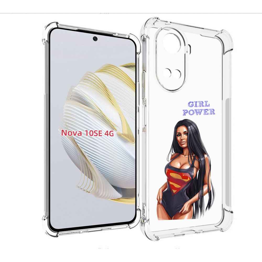 

Чехол MyPads Девушка-супермен женский для Huawei Nova 10 SE, Прозрачный, Tocco