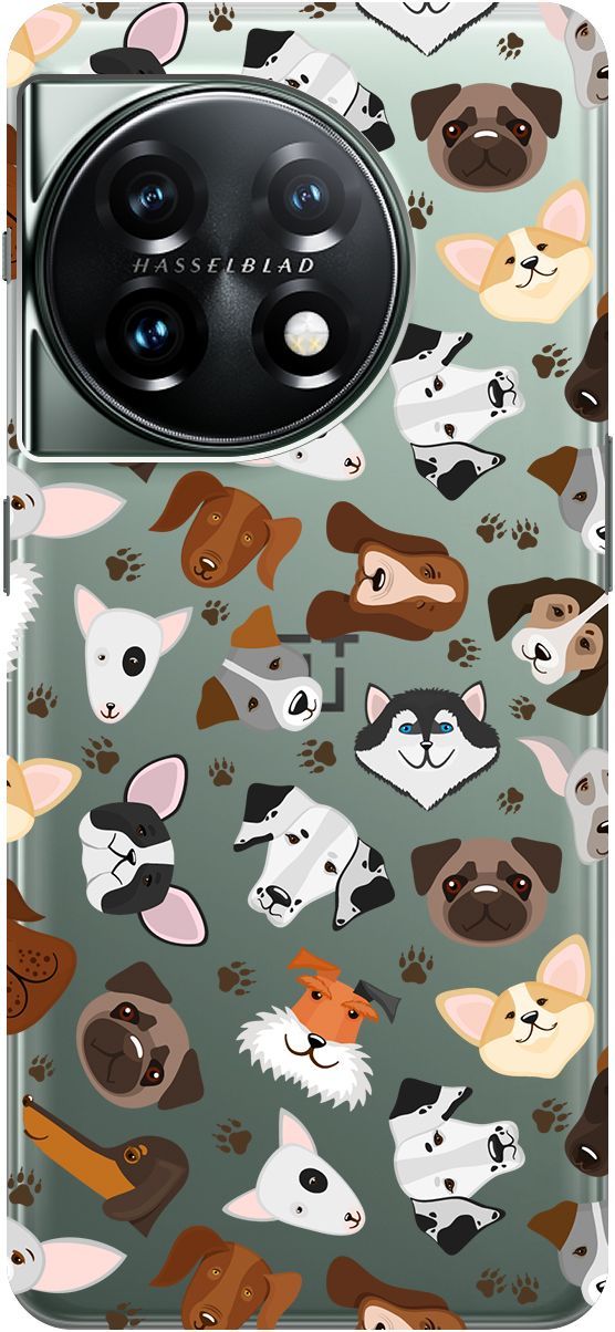 

Силиконовый чехол на OnePlus 11 с 3D принтом "Dogs Pattern" прозрачный, Прозрачный;коричневый, 159477