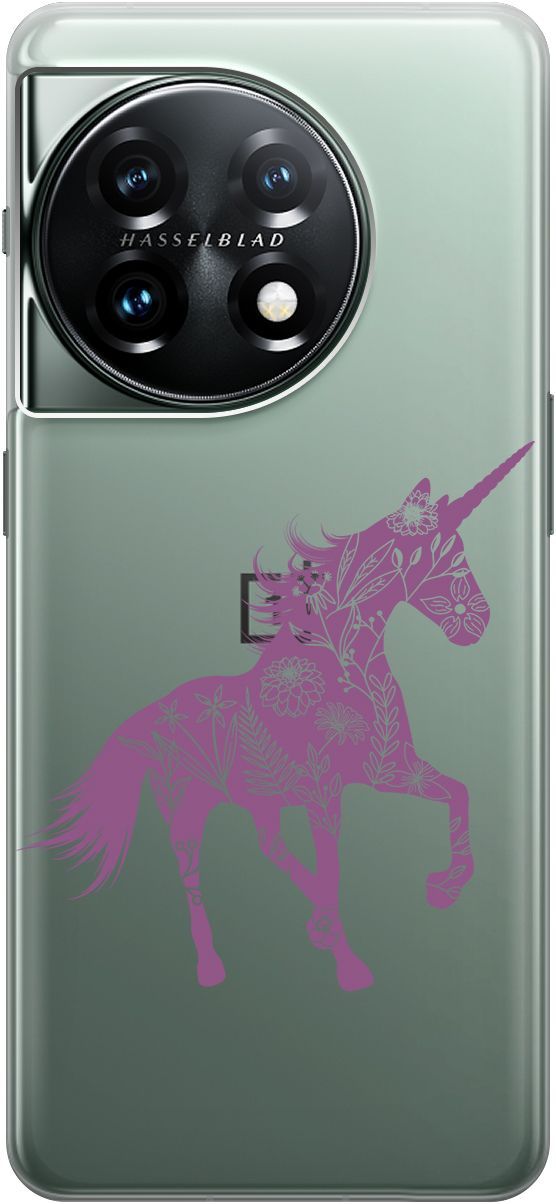 

Силиконовый чехол на OnePlus 11 с 3D принтом "Floral Unicorn" прозрачный, Прозрачный;фиолетовый, 159477