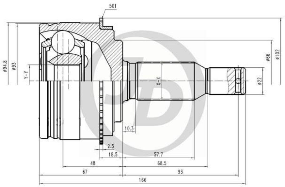 

JUST DRIVE JCT0074A ШРУС внешний ABS MI045A50