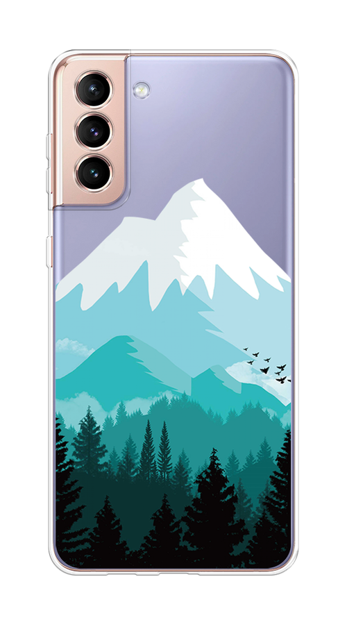 

Чехол на Samsung Galaxy S21 Plus "Синяя снежная гора", Белый;голубой;бирюзовый, 2102150-2