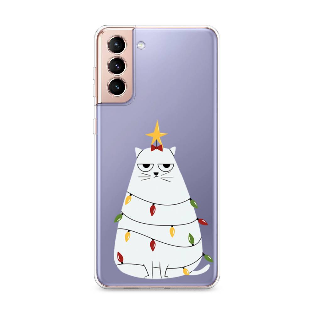 Чехол на Samsung Galaxy S21 Plus Котик в гирлянде