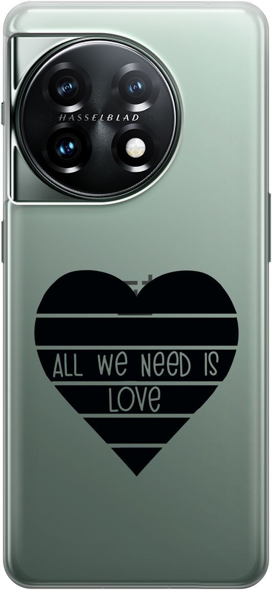 

Силиконовый чехол на OnePlus 11 с 3D принтом "All We Need is Love" прозрачный, Прозрачный;черный, 159477
