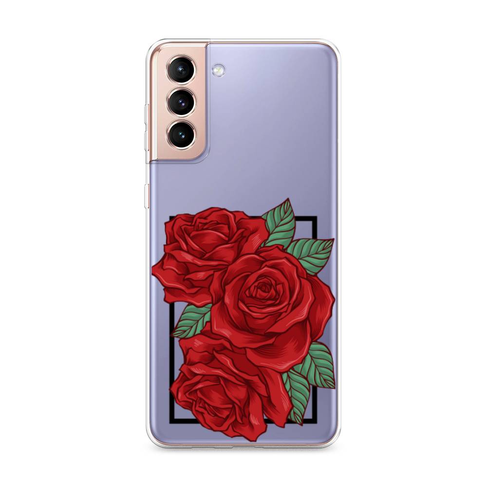 

Чехол на Samsung Galaxy S21 Plus "Три алые розы", Красный, 2102150-2