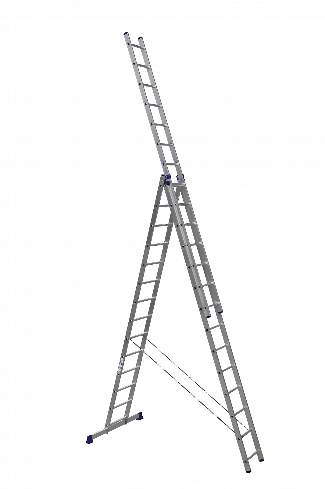 фото Трехсекционная универсальная лестница усиленная алюминиевая алюмет hs3 6314 3x14 ступеней