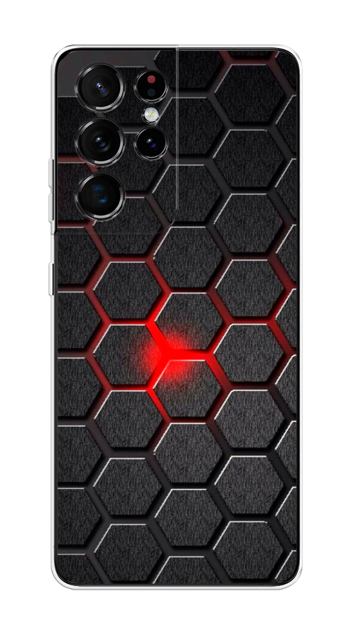 

Чехол на Samsung Galaxy S21 Ultra "Соты красные", Красный;черный;серый, 2102250-3