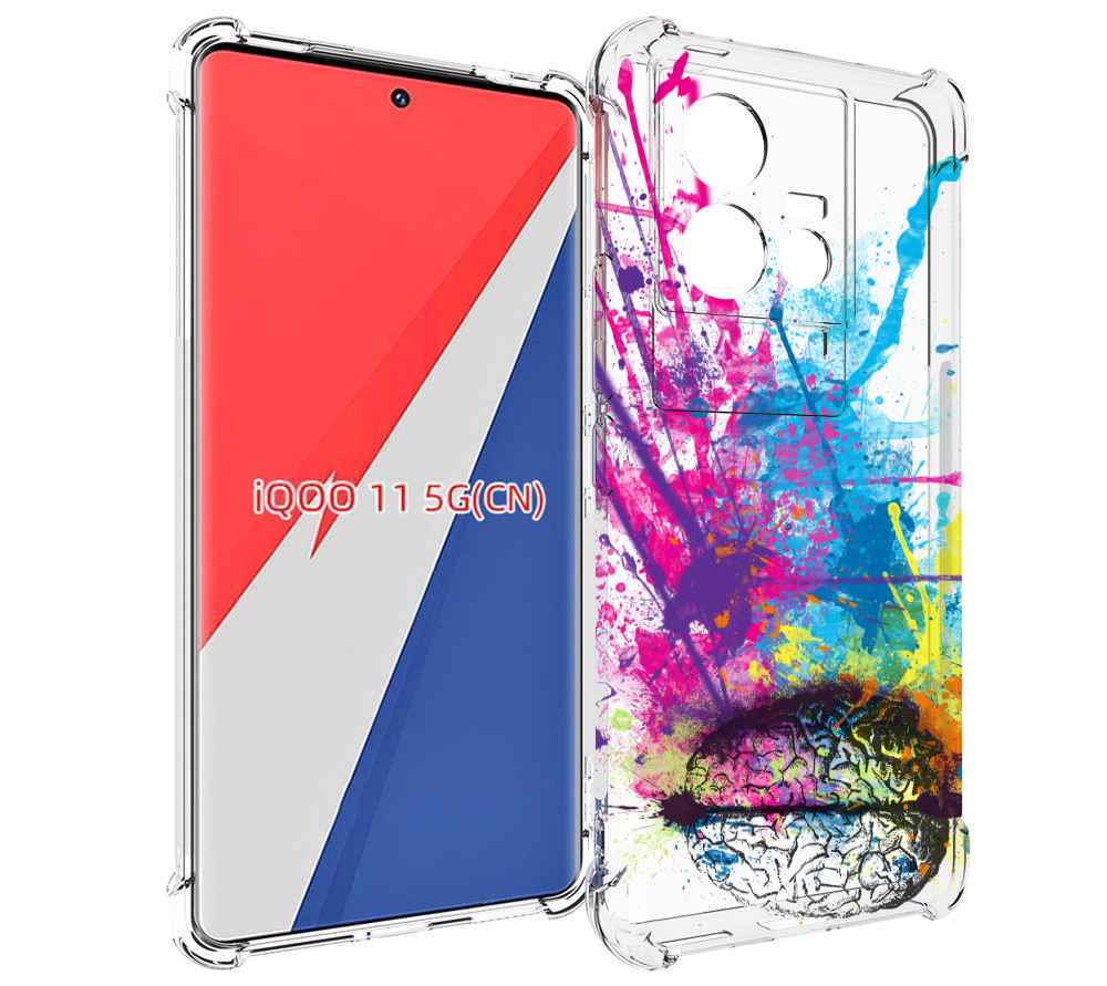 

Чехол MyPads яркий красочный мозг для Vivo iQOO 11, Прозрачный, Tocco